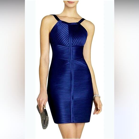 BCBG MAX AZRIA Rivas Sleeveless Bandage Dress Blue Depth Size 6 NWOT - Picture 1 of 5